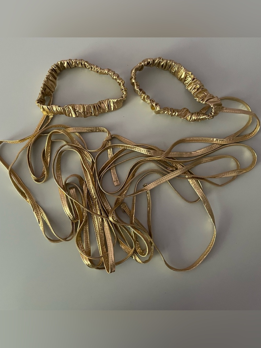 Gold Metallic Lace-Up Leg Tie Accessory for Greek God/Goddess Costume